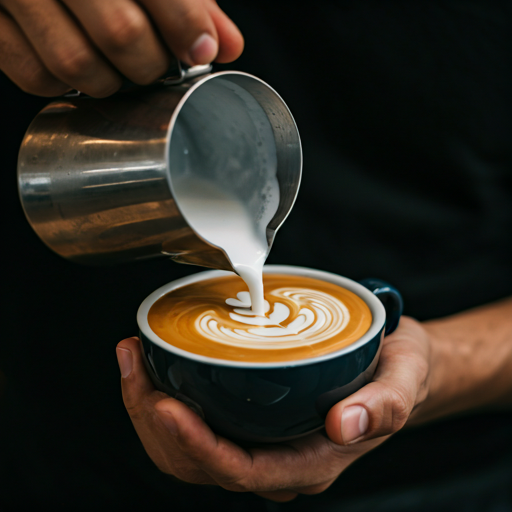 Barista pouring coffee